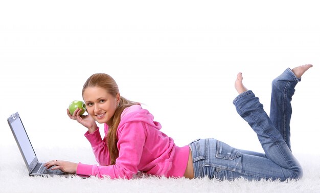 Happy smiling young girl in room