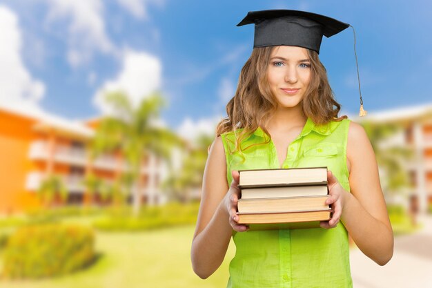 Happy student in graduation cap