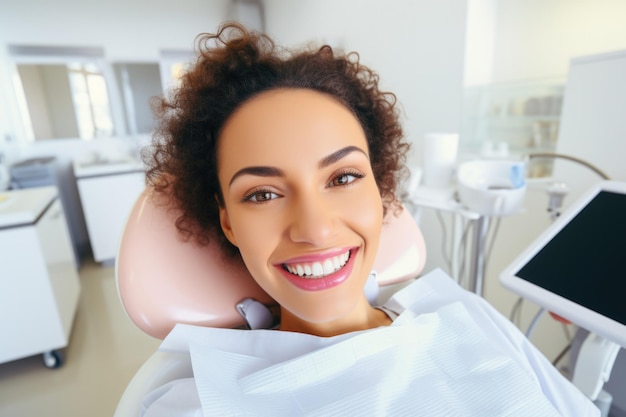 Free photo happy and surprised expression in a dentist clinic