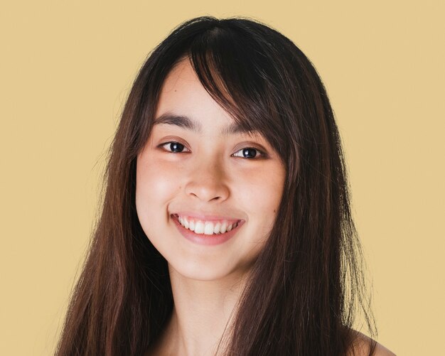Happy teenage girl, smiling face portrait