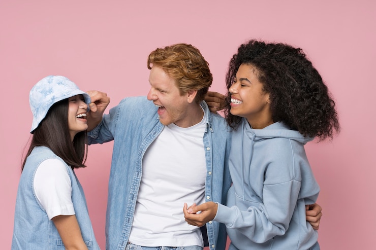 Free Photo happy teenager portraits isolated