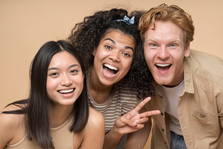 Free Photo happy teenager portraits isolated