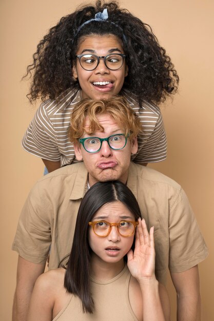 Happy teenager portraits isolated