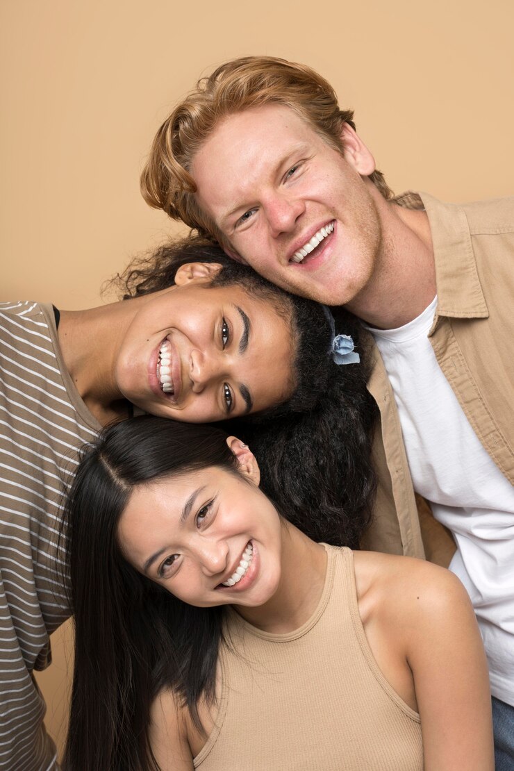 Free Photo happy teenager portraits isolated