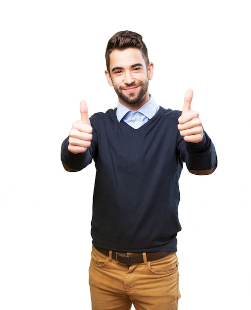 Free photo happy teenager showing positive gestures