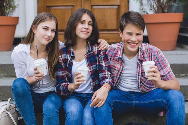 Happy tens with coffee