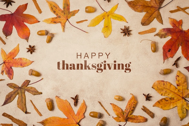 Free photo happy thanksgiving banner with leaves