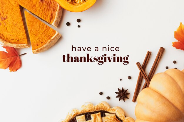 Happy thanksgiving banner with tasty pie