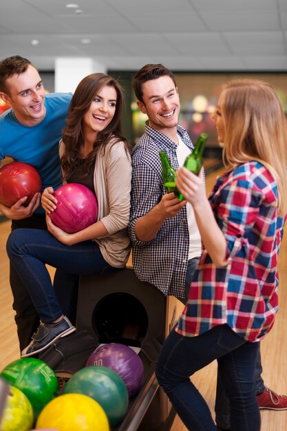 Happy time at the bowling alley