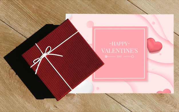 선물 상자와 함께 해피 발렌타인 데이 카드