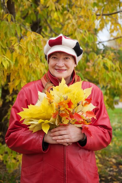 happy woman in autumn