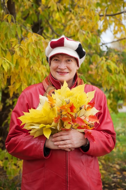 happy woman in autumn