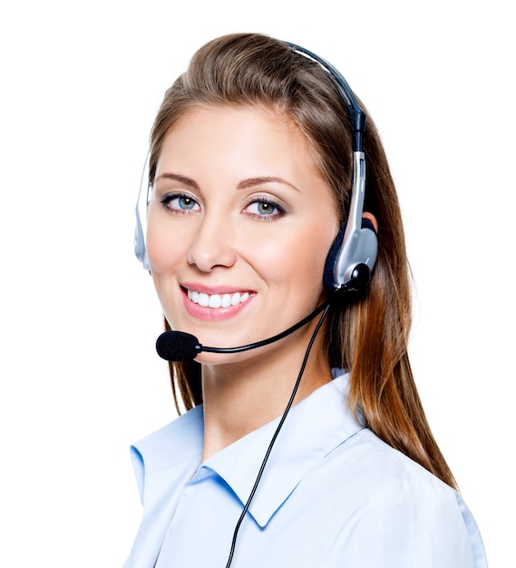 Free photo happy woman in headset