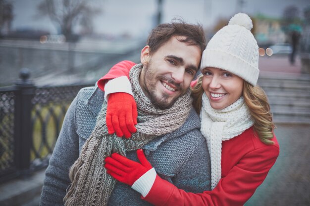 Happy woman hugging her beloved