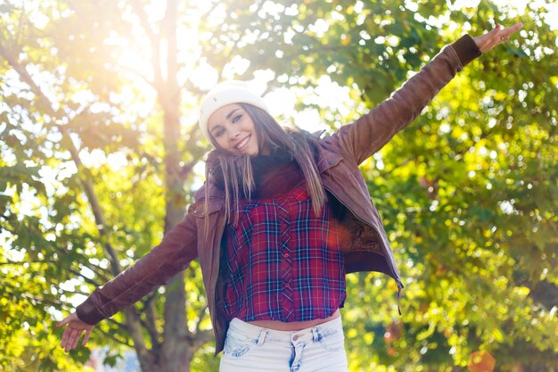 Happy woman posing on nature