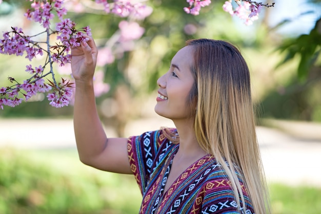 Happy women in nature background