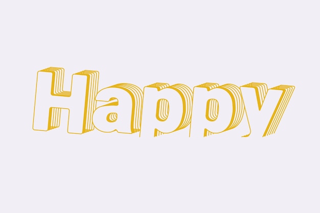 Happy word in layered text style