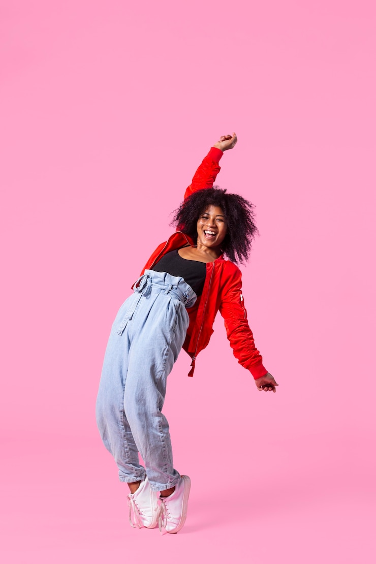 Free Photo happy young woman jumping