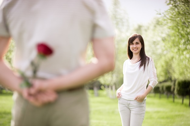 Happy young woman looking at her boyfriend