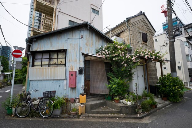 自転車でお化け屋敷の背景