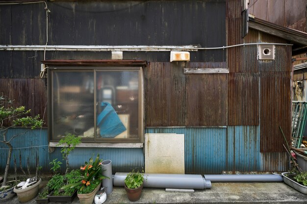 Haunted house background with rusty walls