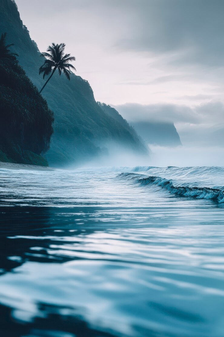 Free Photo hawaii beach landscape with ocean view