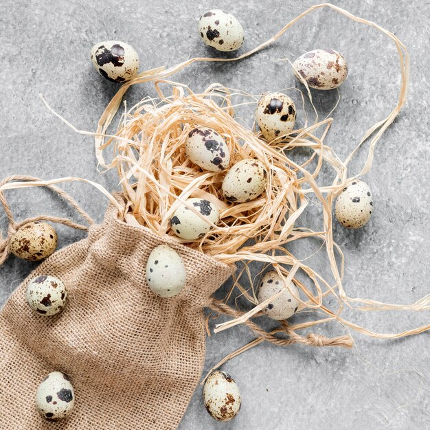 Hay and easter quail eggs