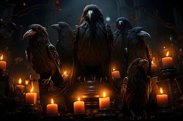 Free photo hd halloween scary black crow background