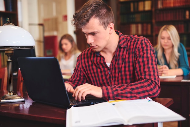 He studying with the help of technology