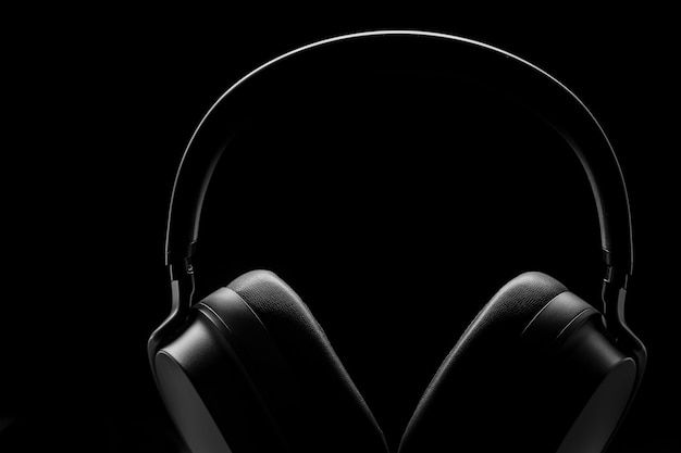 Headphones on black wall