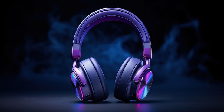 Free Photo headphones displayed against a dark background