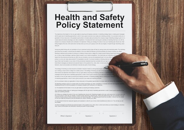 Free photo health and safety policy statement form concept