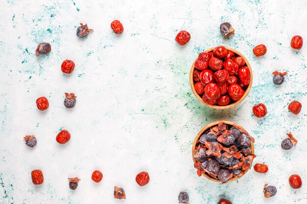 Healthy assortment dry fruits,top view