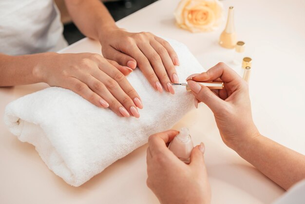 Healthy beautiful manicure and manicurist