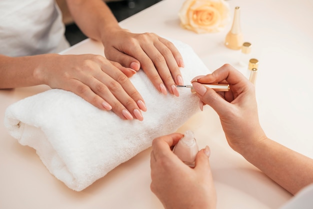 Healthy beautiful manicure and manicurist