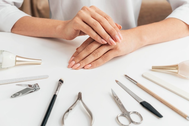 Healthy beautiful manicure and tools