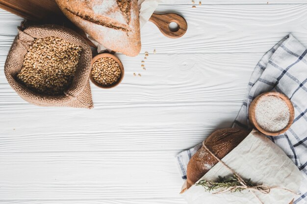 Healthy bread loaves in arrangement