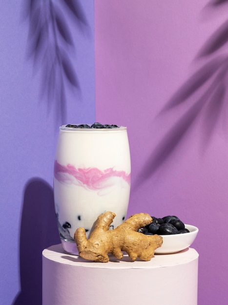 Free photo healthy breakfast meal with yogurt composition