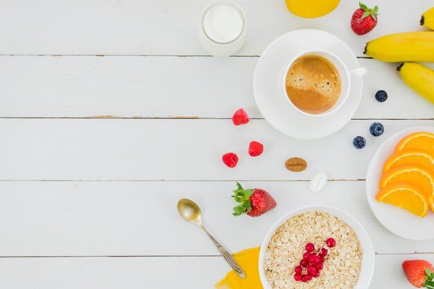 Healthy breakfast with fruits