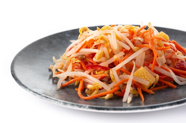 Healthy Chinese cabbage salad isolated on white background