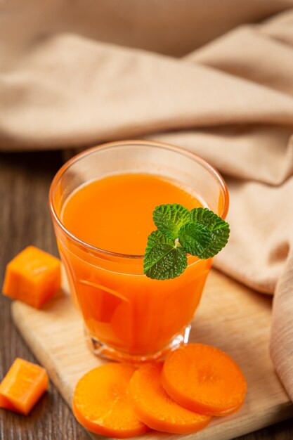 Healthy drink, fresh carrot juice