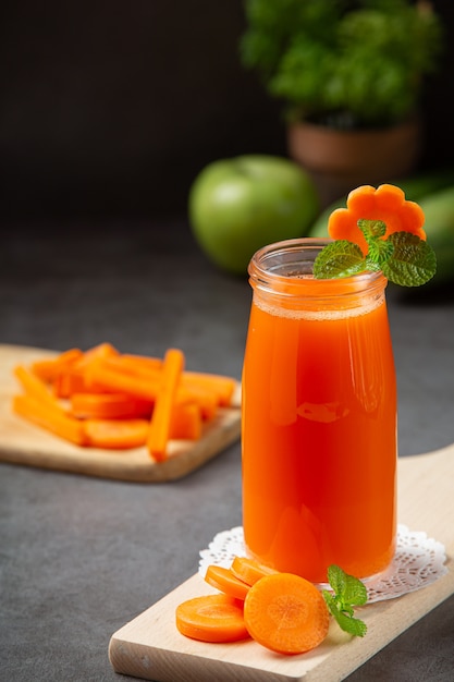 Healthy drink, fresh carrot juice