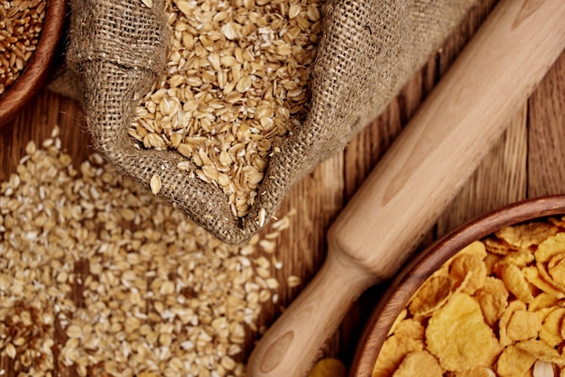 健康的な食事有機製品食品木材の背景