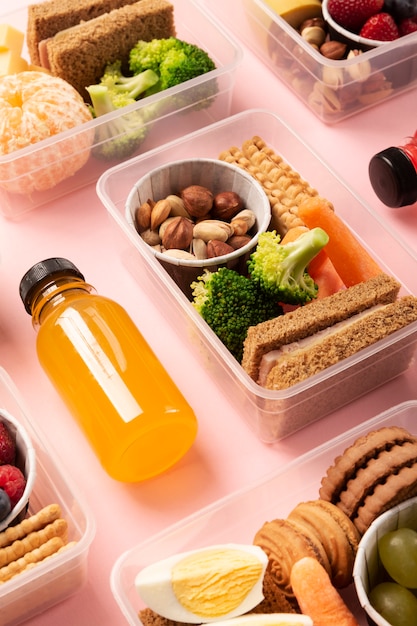 Healthy food boxes assortment