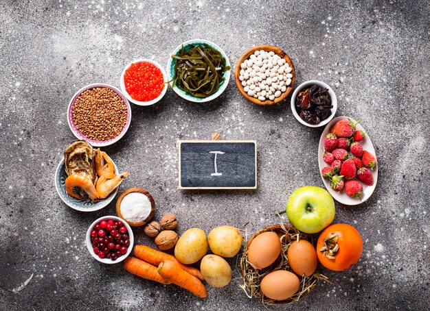 Healthy food containing iodine.