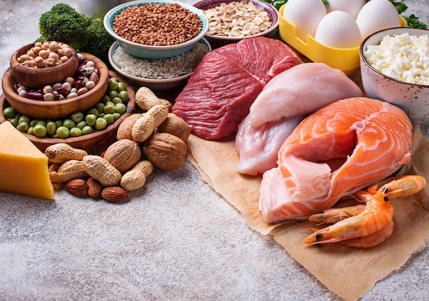 Healthy food high in protein Premium Photo