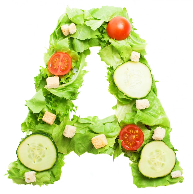 Free photo healthy food for letter a