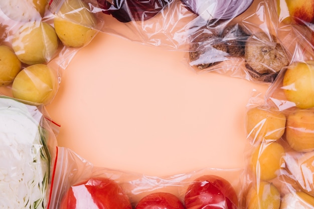 Healthy food in plastic bags