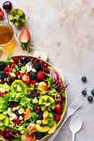 Free photo healthy fruit salad flat lay food photography