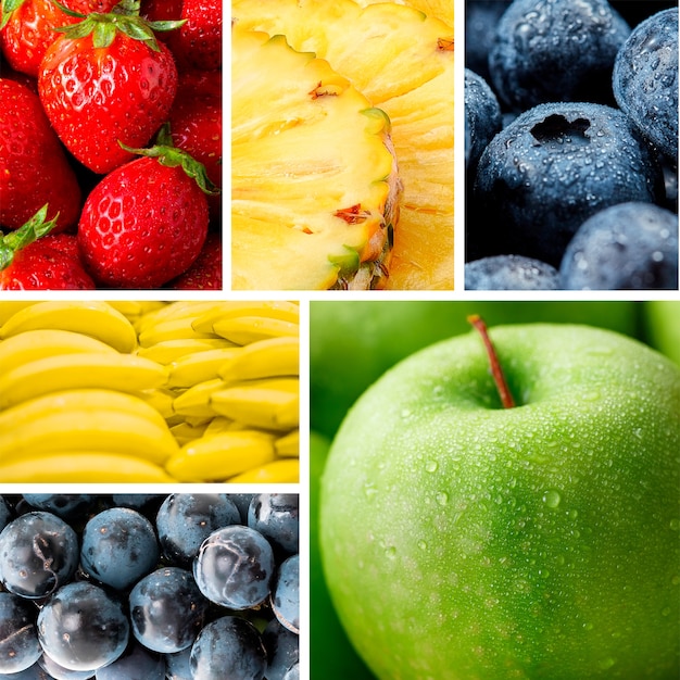 Здоровые текстуры фруктов коллаж